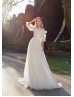 Off Shoulder Ivory Polka Dots Tulle Modern Wedding Dress